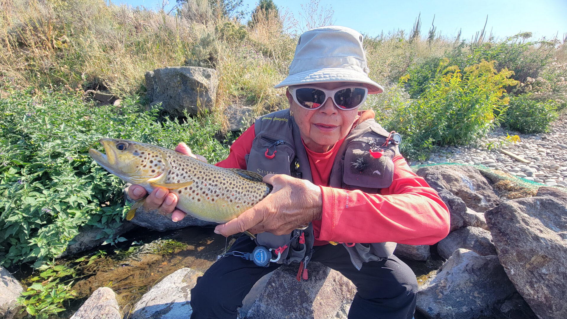 Donna with Brown Trout on the Snake River Idaho